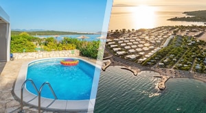 PROLJEĆE u Novalji: 2 noćenja u Terra Park Phalaris za 4-5 osoba + dijete! Kućice Pinus ili Marinus s bazenom UZ OBALU Paga. Gratis parking, Wi-Fi i 15% popusta na restoran. Savršen obiteljski ODMOR!
