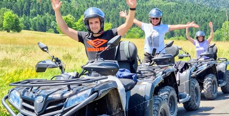 QUAD AVANTURA! Adrenalinska vožnja za 4 osobe na 2 quada kroz Izvor Gacke